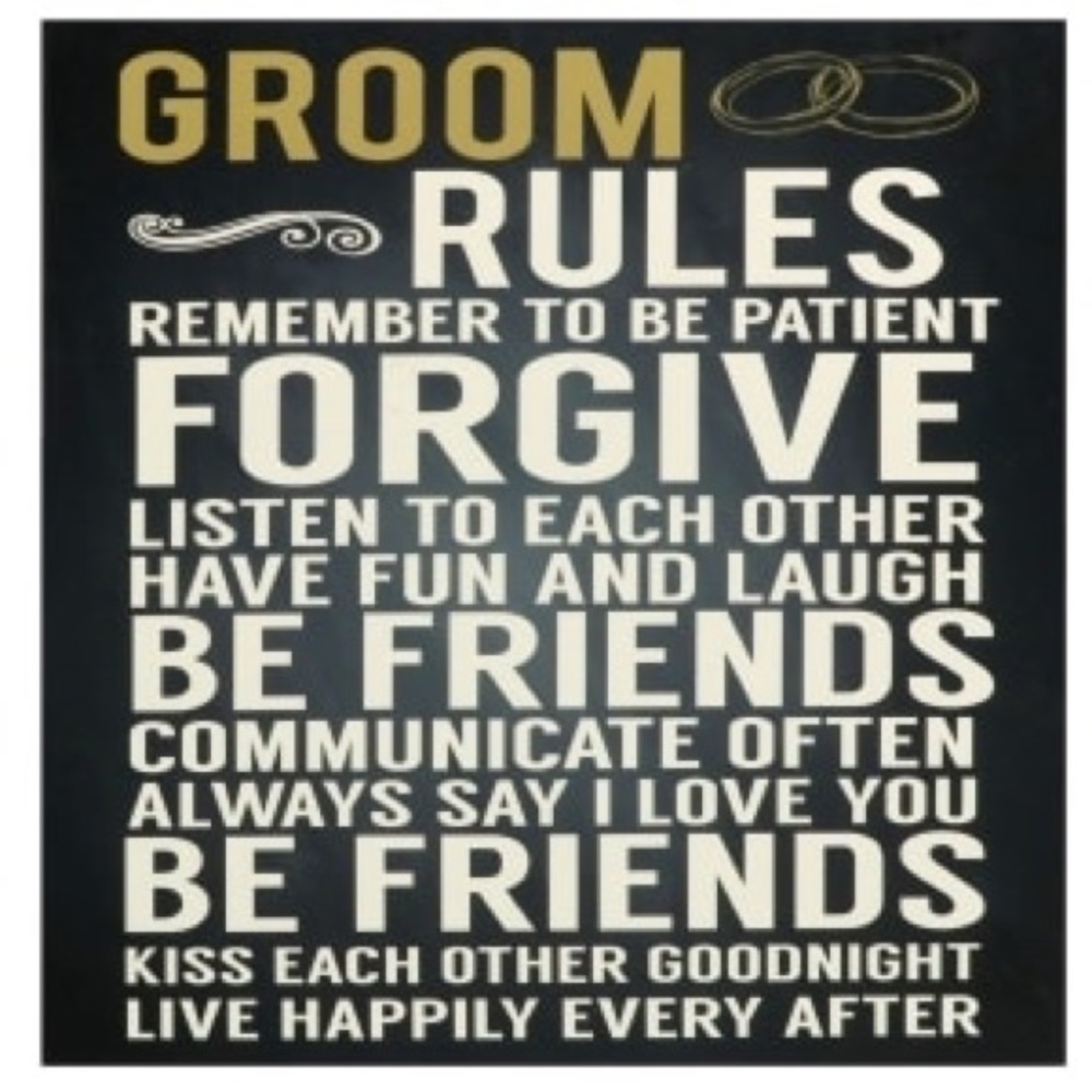GROOM RULES PLAQUE NWT